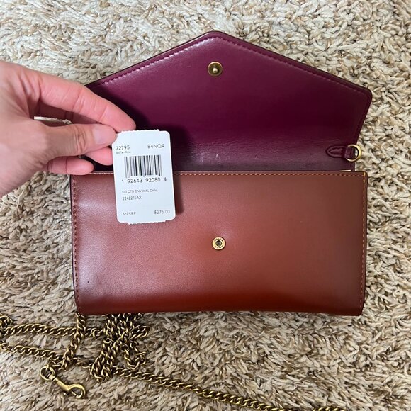 Coach Envelope Chain Wallet In Colorblock Signature Canvas - Picture 8 of 15